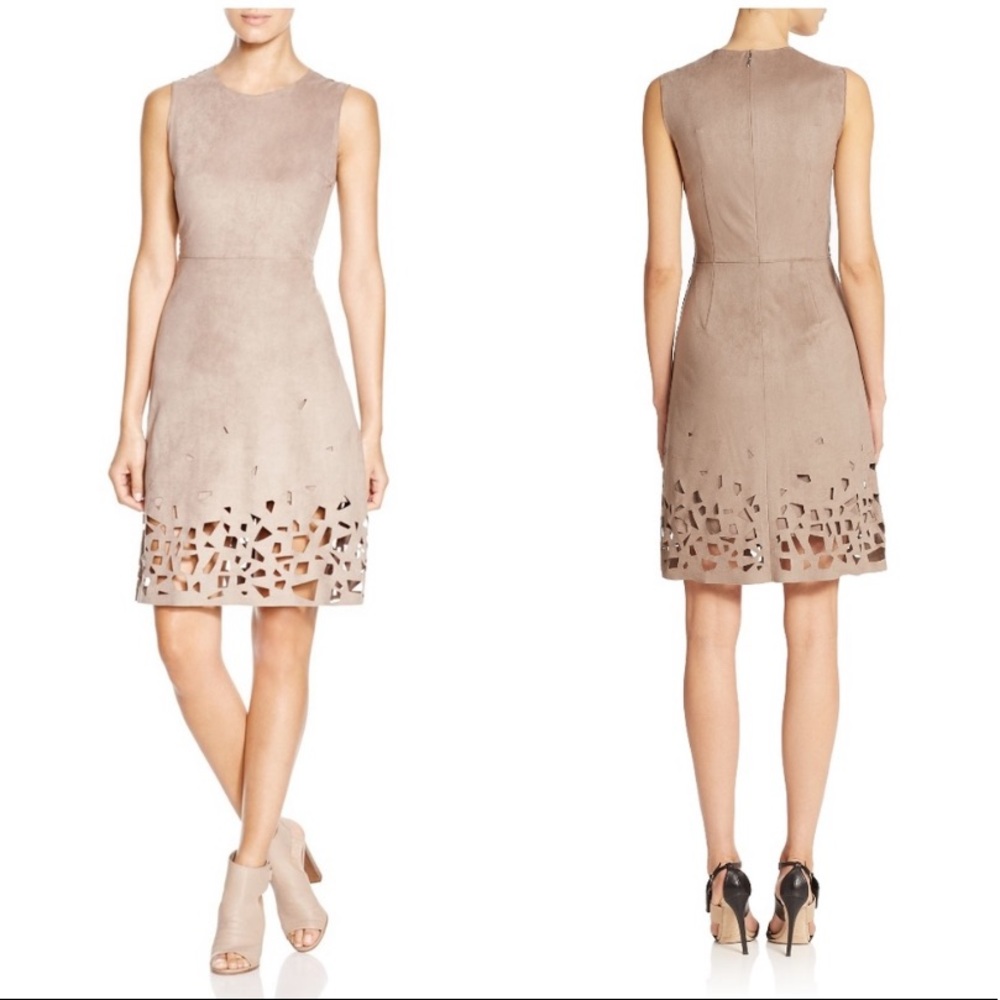Elie Tahari Faux Suede Laser-Cut Dress